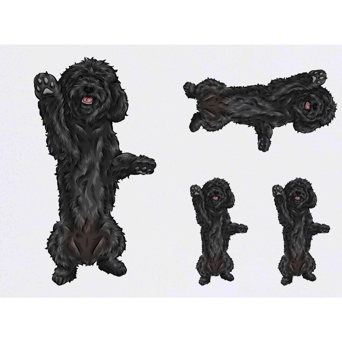 'Black Cockapoo' Temporary Tattoos - Black Doodle Dog Begging Pose - Water Resistant, Skin-Safe, Non-Toxic Transfers (TO031880)