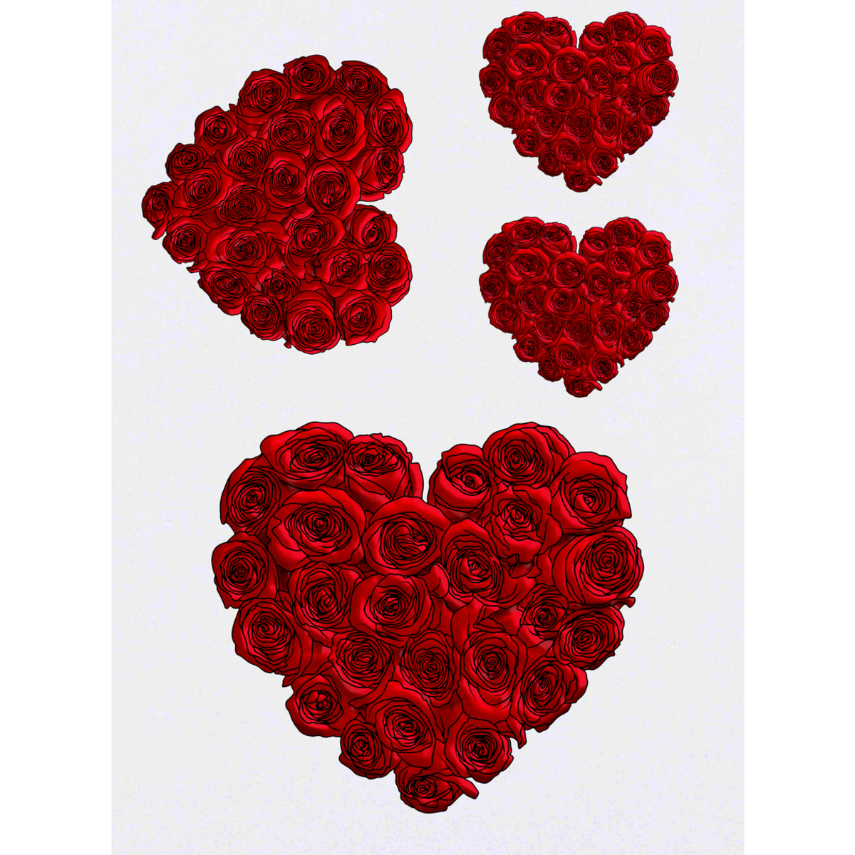 'Red Rose Heart' Temporary Tattoos -  Water Resistant, Skin-Safe, Non-Toxic Transfers (TO032045)