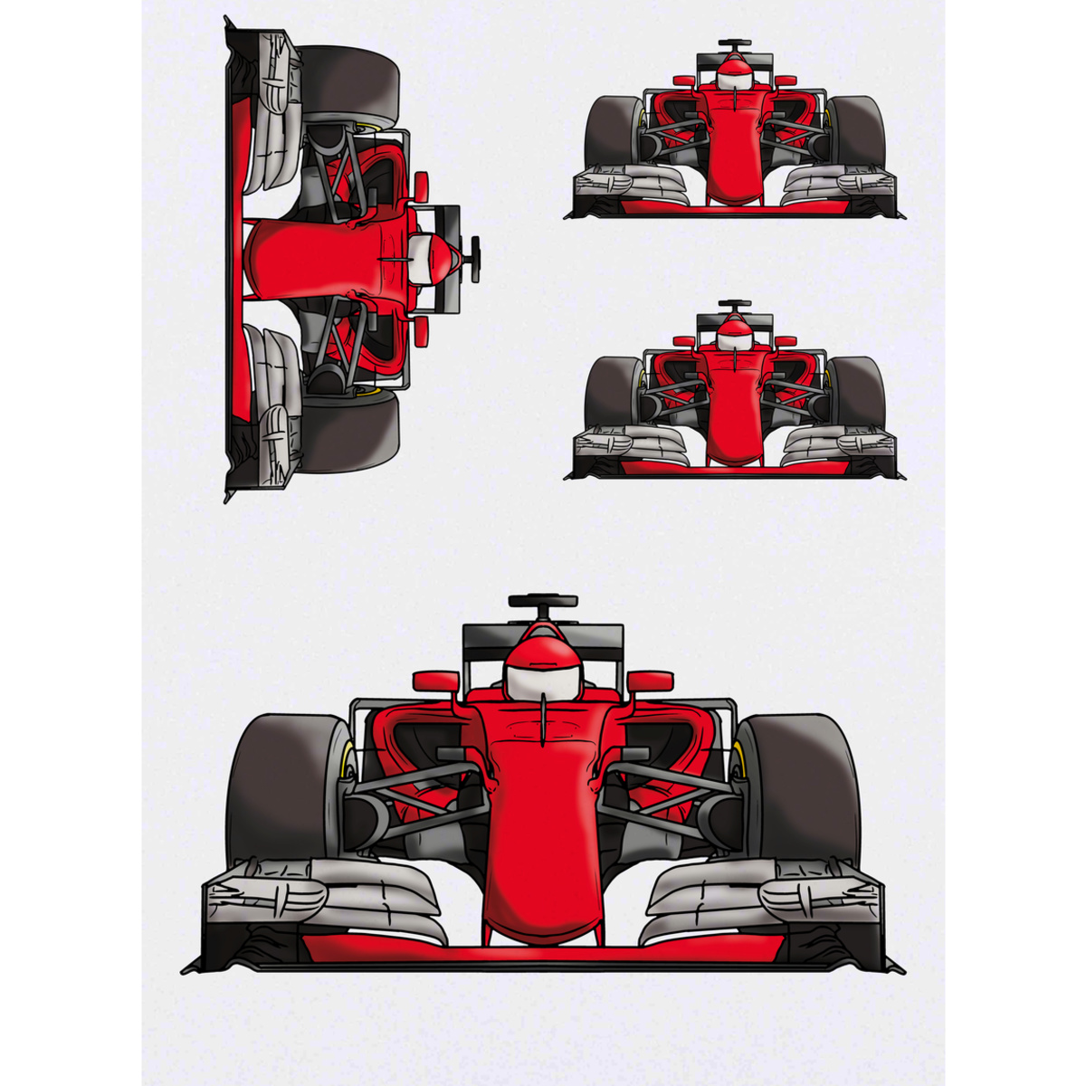 'Red Race Car' Temporary Tattoos - High-Speed Racing Vehicle Front View - Water Resistant, Skin-Safe, Non-Toxic Transfers (TO032382)