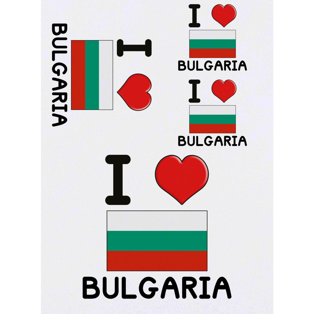 'I Love Bulgaria' Temporary Tattoos -  Water Resistant, Skin-Safe, Non-Toxic Transfers (TO032760)