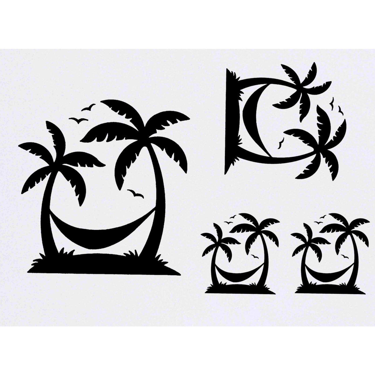'Hammock & Palm Trees' Temporary Tattoos -  Water Resistant, Skin-Safe, Non-Toxic Transfers (TO035164)