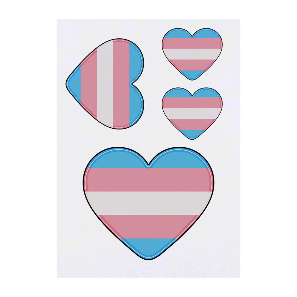 'Transgender Flag Heart' Temporary Tattoos - Water Resistant, Skin-Safe, Non-Toxic Transfers (TO035680)
