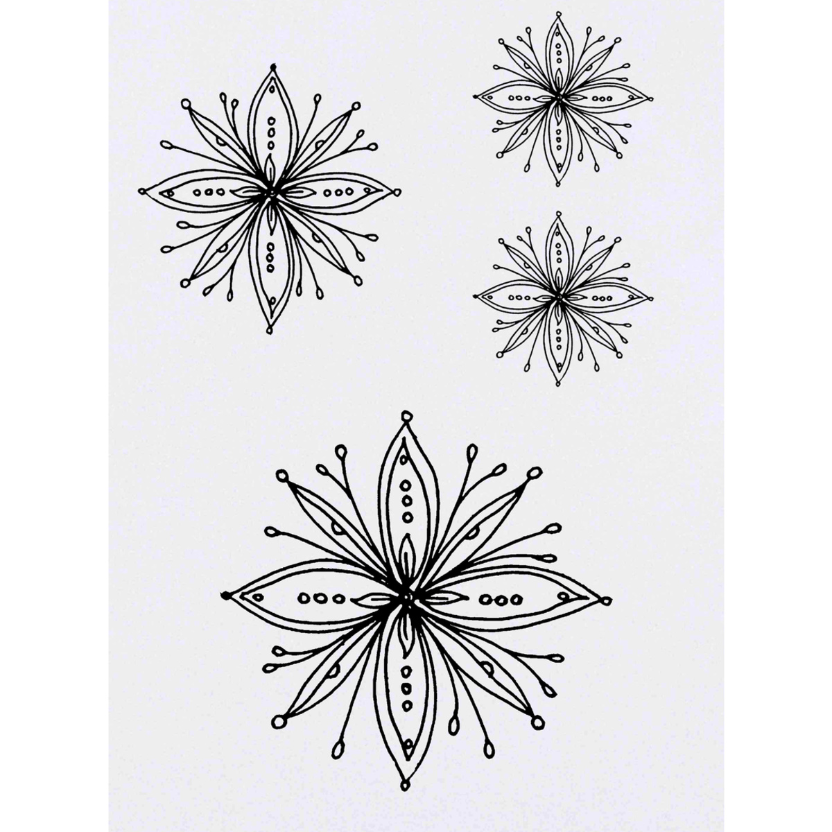 4 x 'Abstract Flower' Temporary Tattoos -  Water Resistant, Skin-Safe, Non-Toxic Transfers, Mixed Sizes (TO00052189)