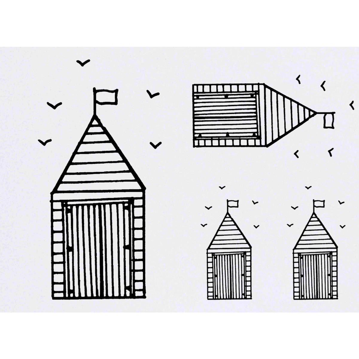 'Beach Hut & Birds' Temporary Tattoos -  Water Resistant, Skin-Safe, Non-Toxic Transfers (TO036436)