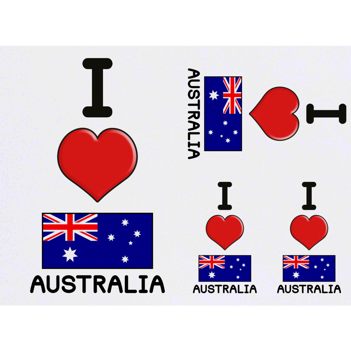 'I Love Australia' Temporary Tattoos -  Water Resistant, Skin-Safe, Non-Toxic Transfers (TO032564)