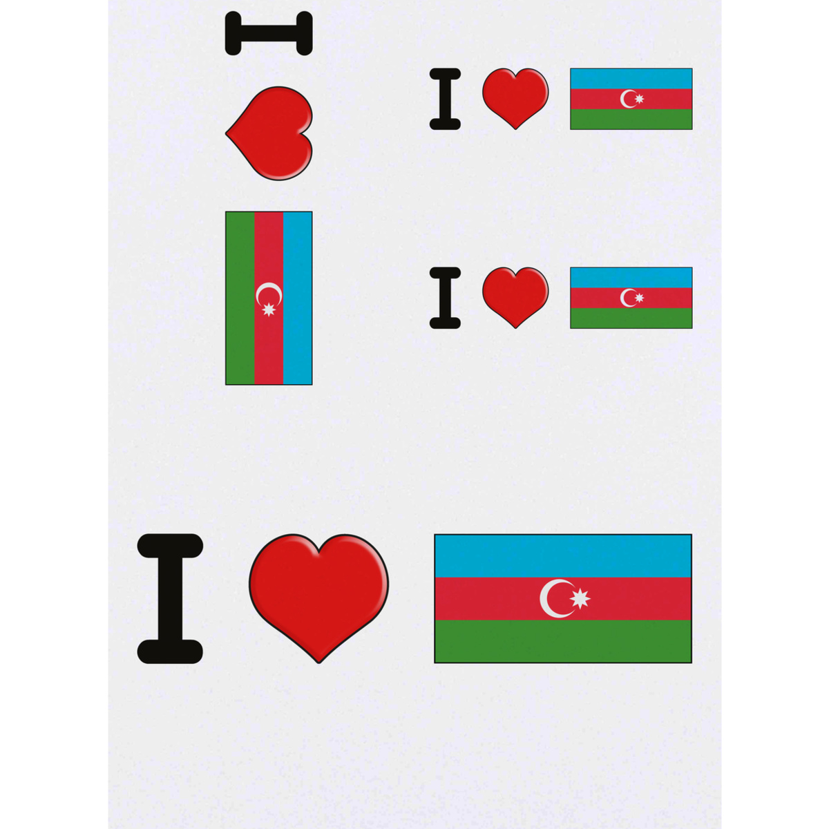 'I Love Azerbaijan' Temporary Tattoos -  Water Resistant, Skin-Safe, Non-Toxic Transfers (TO032967)