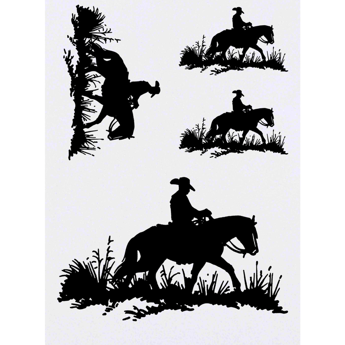 4 x 'Cowboy On Horse' Temporary Tattoos -  Water Resistant, Skin-Safe, Non-Toxic Transfers, Mixed Sizes (TO00055447)