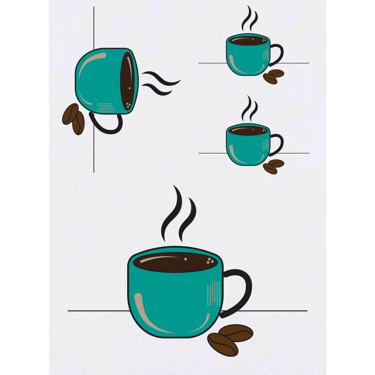 'Coffee & Coffee Beans' Temporary Tattoos -  Water Resistant, Skin-Safe, Non-Toxic Transfers (TO037129)