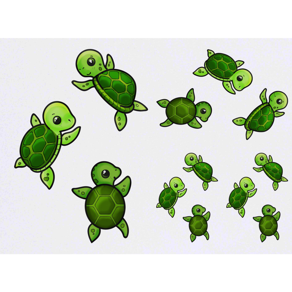 'Swimming Baby Turtles' Temporary Tattoos -  Water Resistant, Skin-Safe, Non-Toxic Transfers (TO037186)