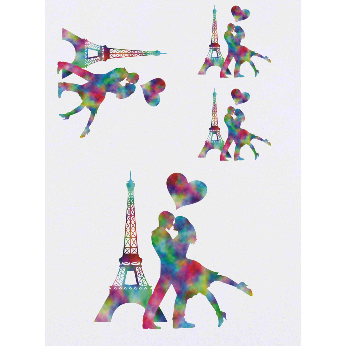 'Eiffel Tower Romance' Temporary Tattoos -  Water Resistant, Skin-Safe, Non-Toxic Transfers (TO037613)