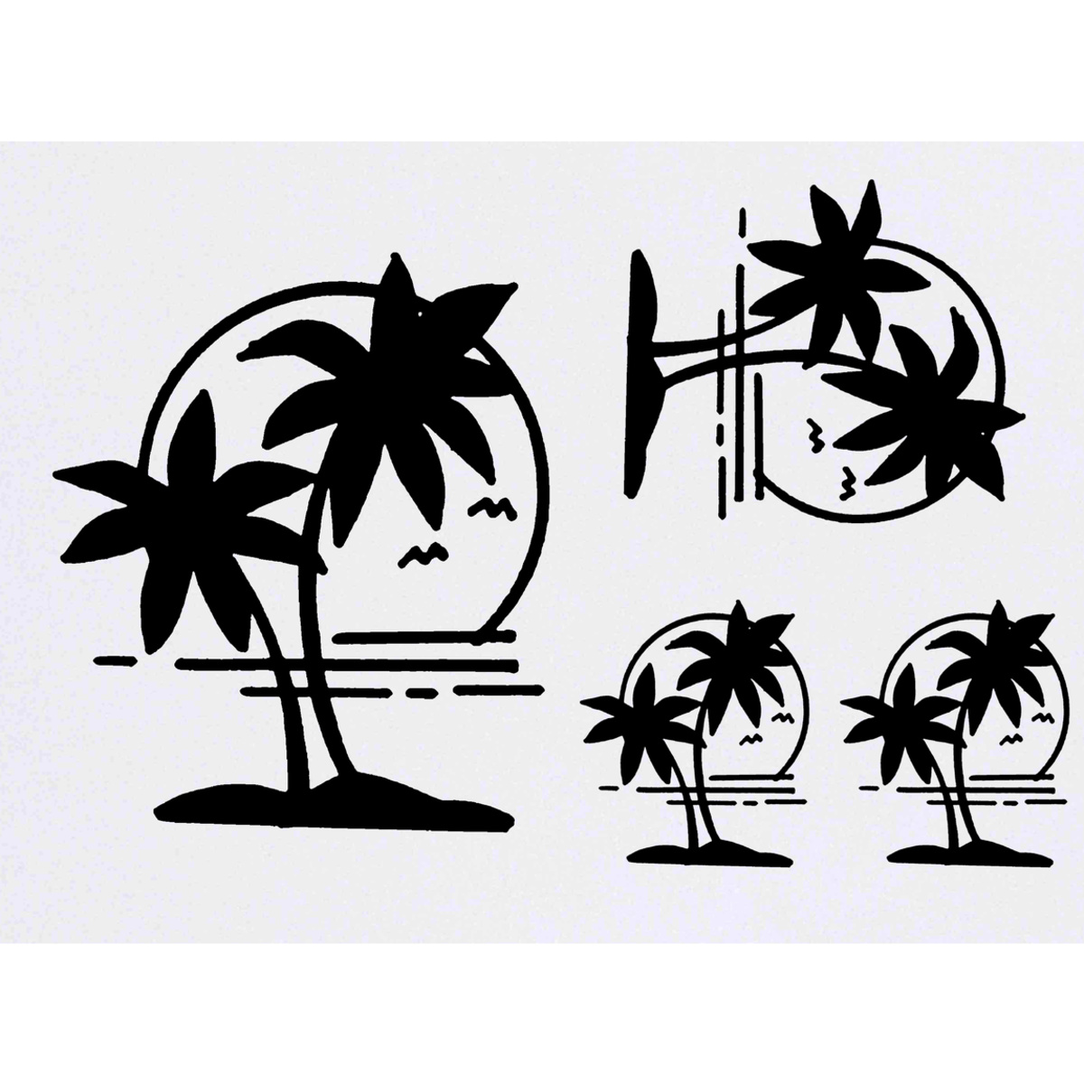 'Palm Trees & Sunset' Temporary Tattoos -  Water Resistant, Skin-Safe, Non-Toxic Transfers (TO037745)