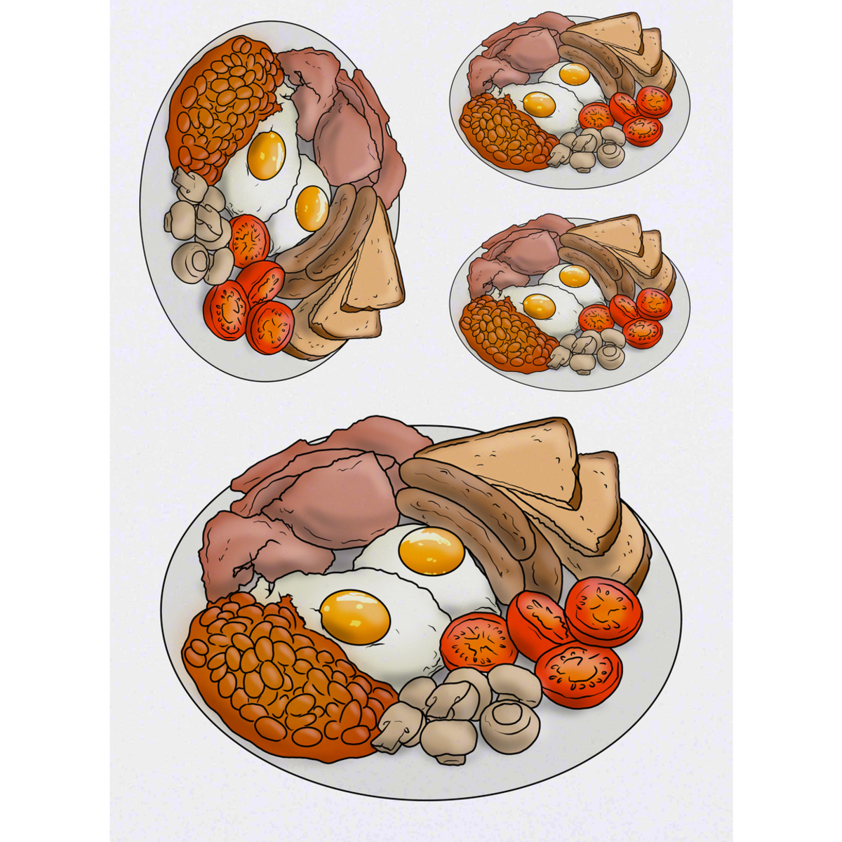 'Full English Breakfast' Temporary Tattoos -  Water Resistant, Skin-Safe, Non-Toxic Transfers (TO038132)