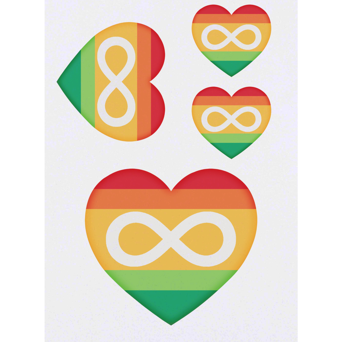 'Autism Awareness Infinity Flag Heart' Temporary Tattoos -  Water Resistant, Skin-Safe, Non-Toxic Transfers (TO038232)
