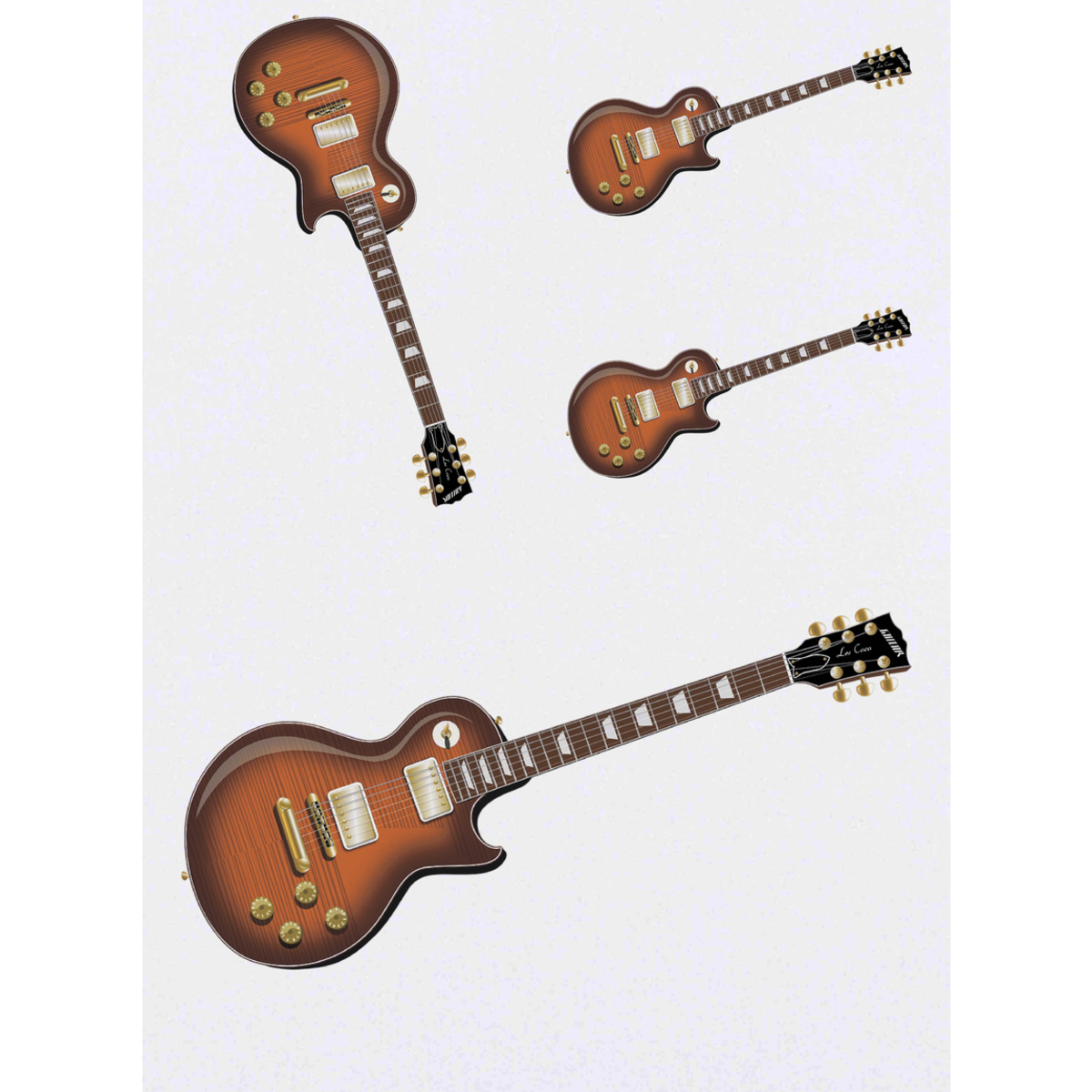 'Sunburst Electric Guitar' Temporary Tattoos -  Water Resistant, Skin-Safe, Non-Toxic Transfers (TO038346)