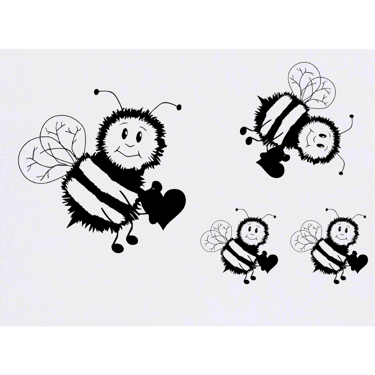 'Black and White Cartoon Bee' Temporary Tattoos -  Water Resistant, Skin-Safe, Non-Toxic Transfers (TO038433)