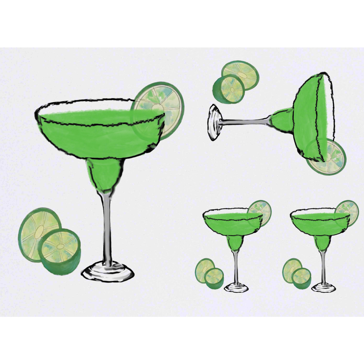 'Margarita time' Temporary Tattoos -  Water Resistant, Skin-Safe, Non-Toxic Transfers (TO038959)