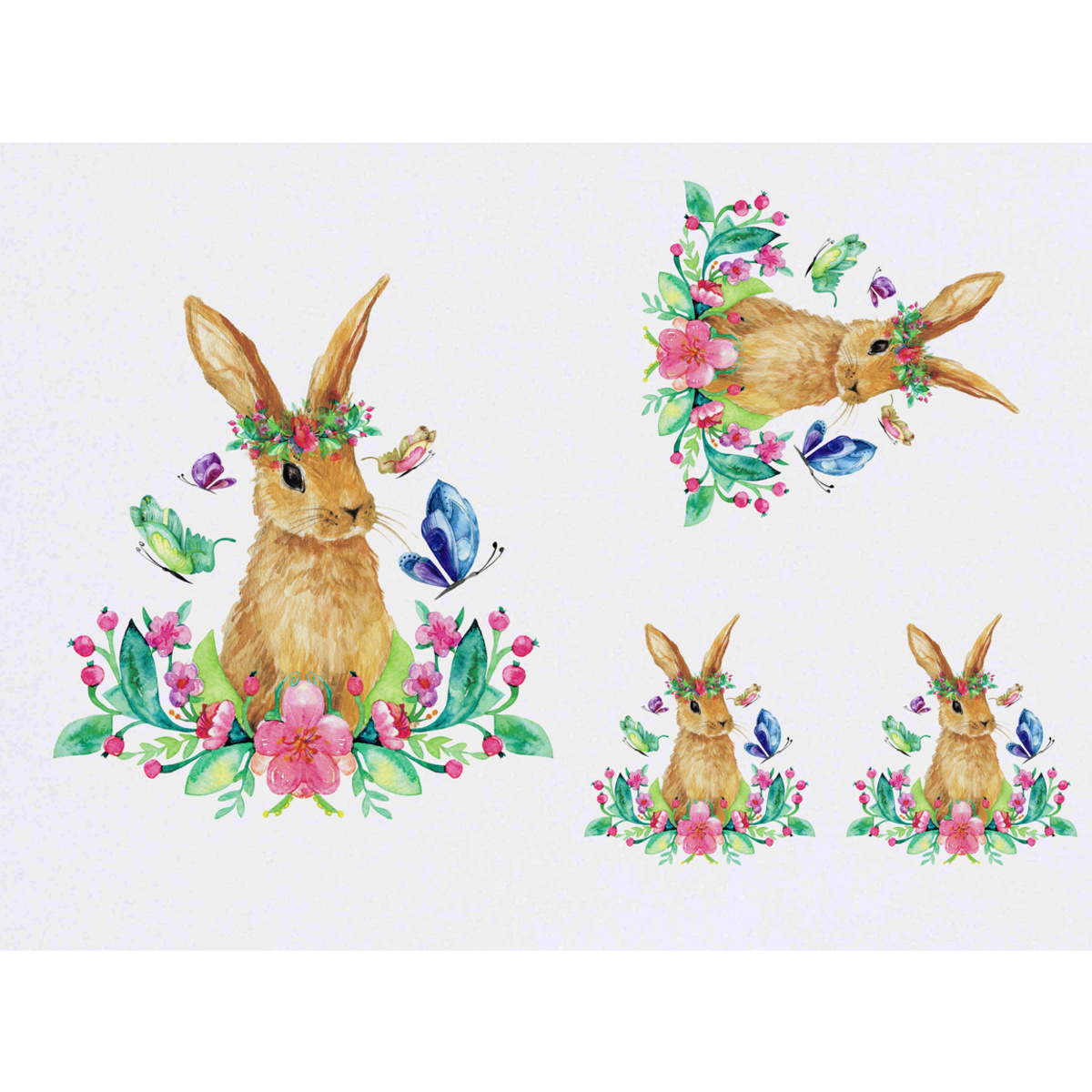 'Spring Bunny' Temporary Tattoos -  Water Resistant, Skin-Safe, Non-Toxic Transfers (TO039305)