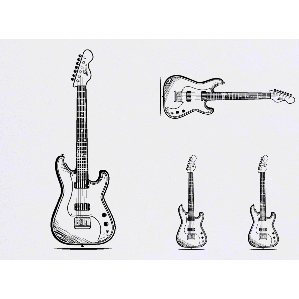 'electric guitar' Temporary Tattoos -  Water Resistant, Skin-Safe, Non-Toxic Transfers (TO039373)