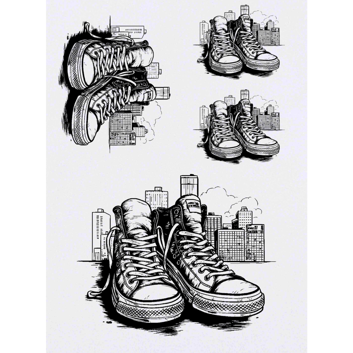 'urban sneakers' Temporary Tattoos -  Water Resistant, Skin-Safe, Non-Toxic Transfers (TO039396)