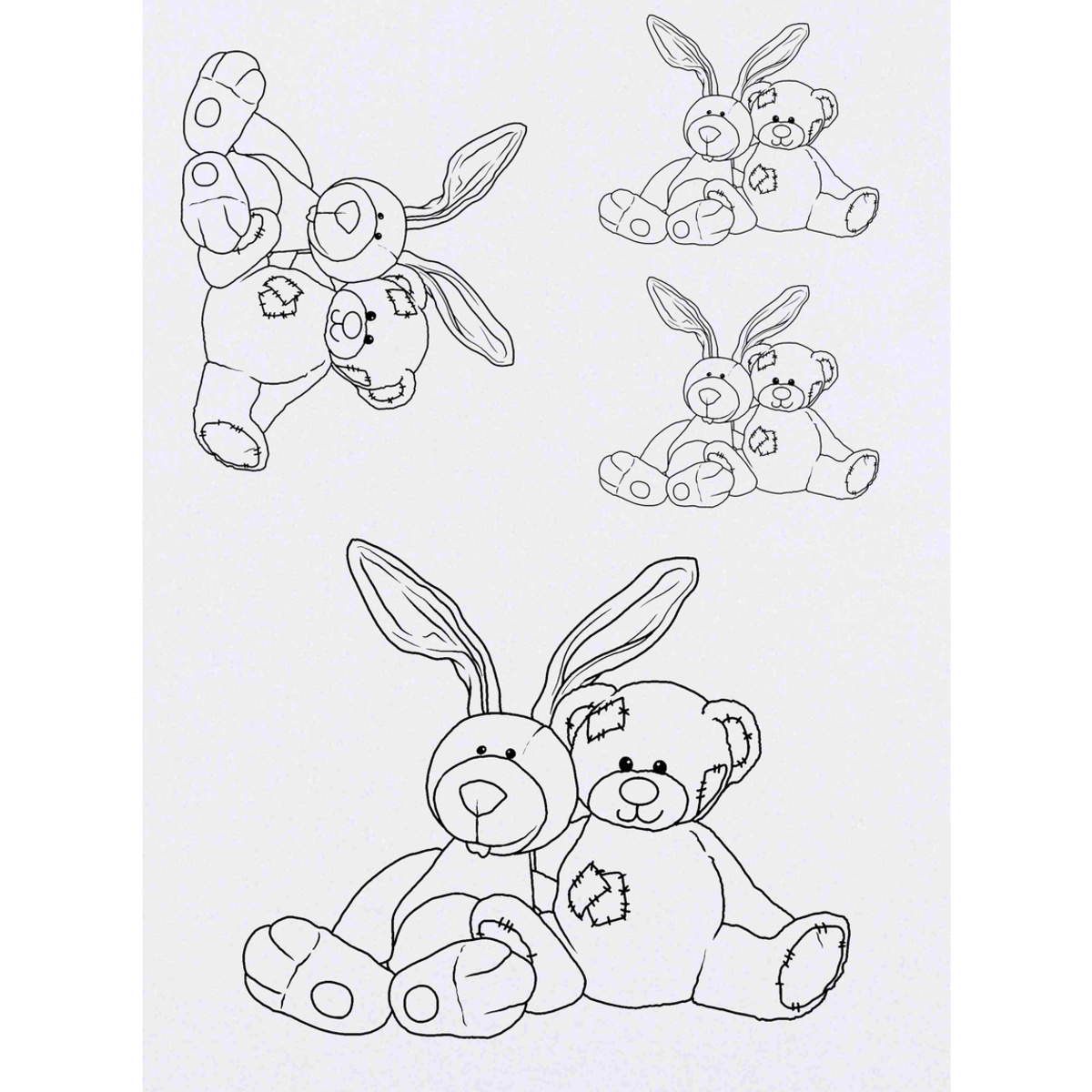 'Bunny & Teddy Toy Cuddle' Temporary Tattoos -  Water Resistant, Skin-Safe, Non-Toxic Transfers (TO039709)
