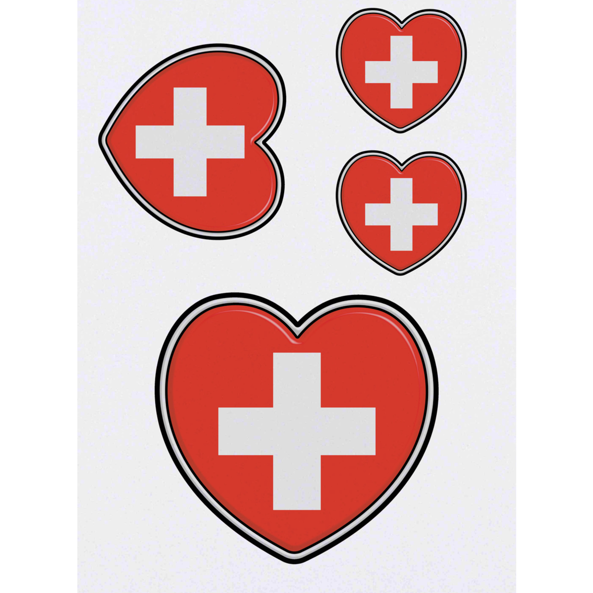 'Switzerland Flag Heart' Temporary Tattoos -  Water Resistant, Skin-Safe, Non-Toxic Transfers (TO039921)