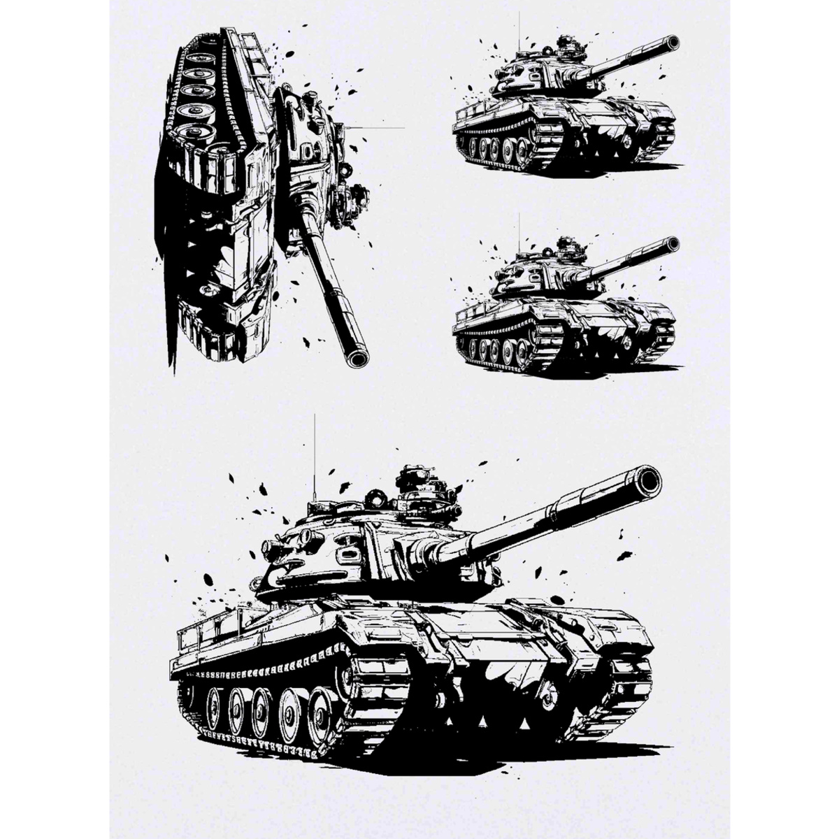 'Army tank' Temporary Tattoo Transfers - Water Resistant Skin Safe Designs for Parties, Costumes and Gifts (TO040017)