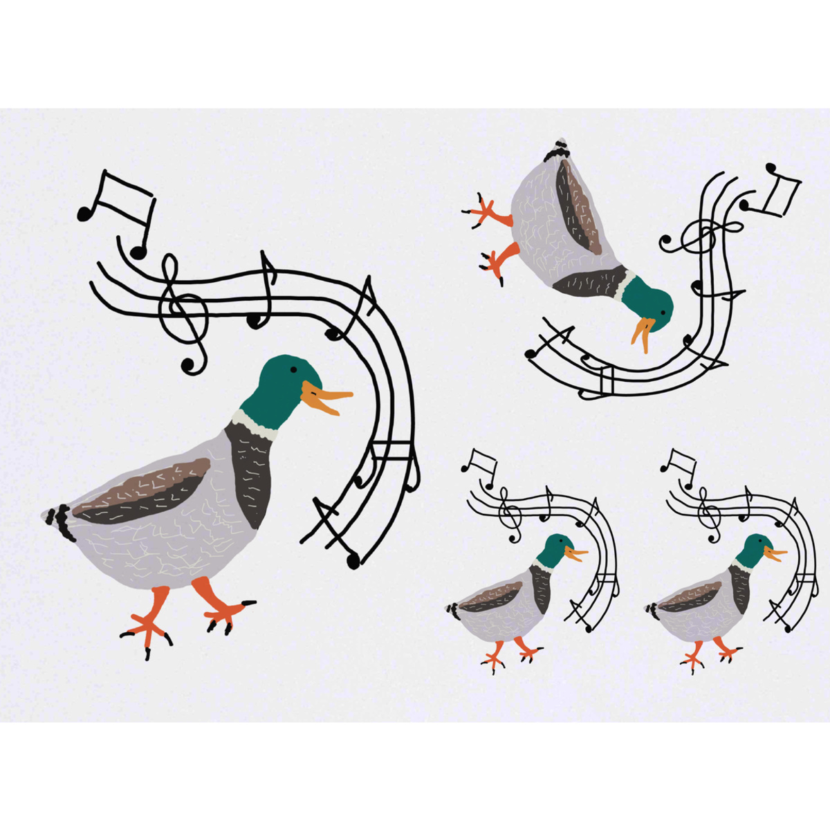 'Musical dancing duck' Temporary Tattoos -  Water Resistant, Skin-Safe, Non-Toxic Transfers (TO040401)