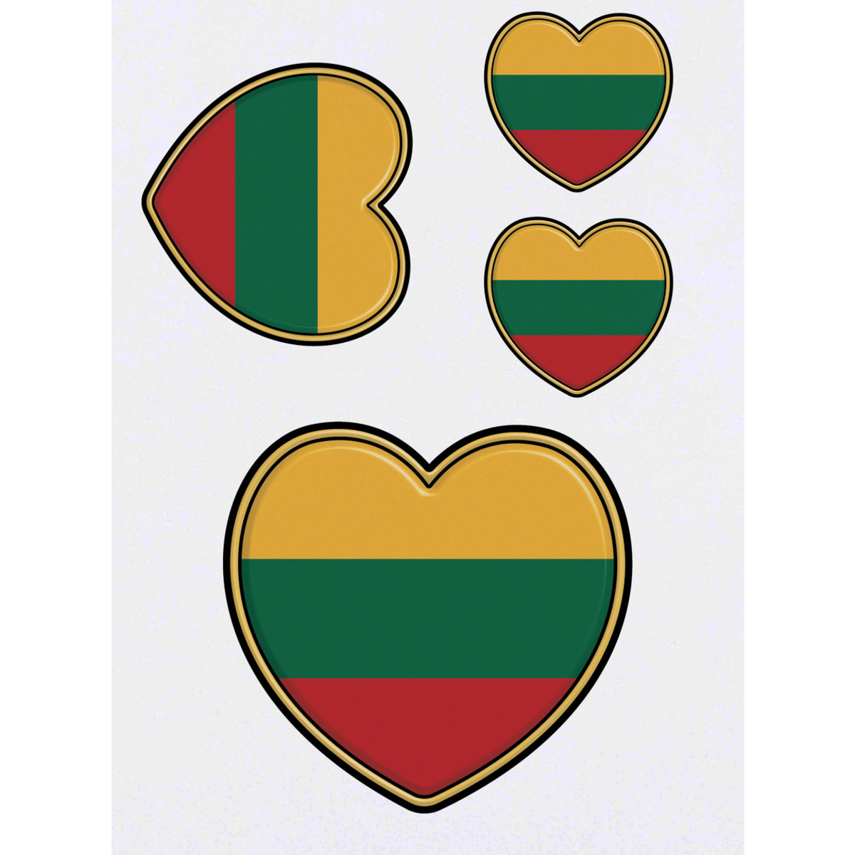 'Lithuania Flag Heart' Temporary Tattoo Transfers - Water Resistant Skin Safe Designs for Parties, Costumes and Gifts (TO040571)