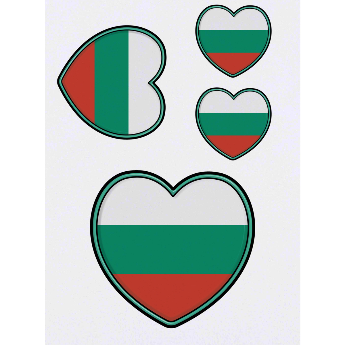 'Bulgaria Flag Heart' Temporary Tattoos -  Water Resistant, Skin-Safe, Non-Toxic Transfers (TO040654)