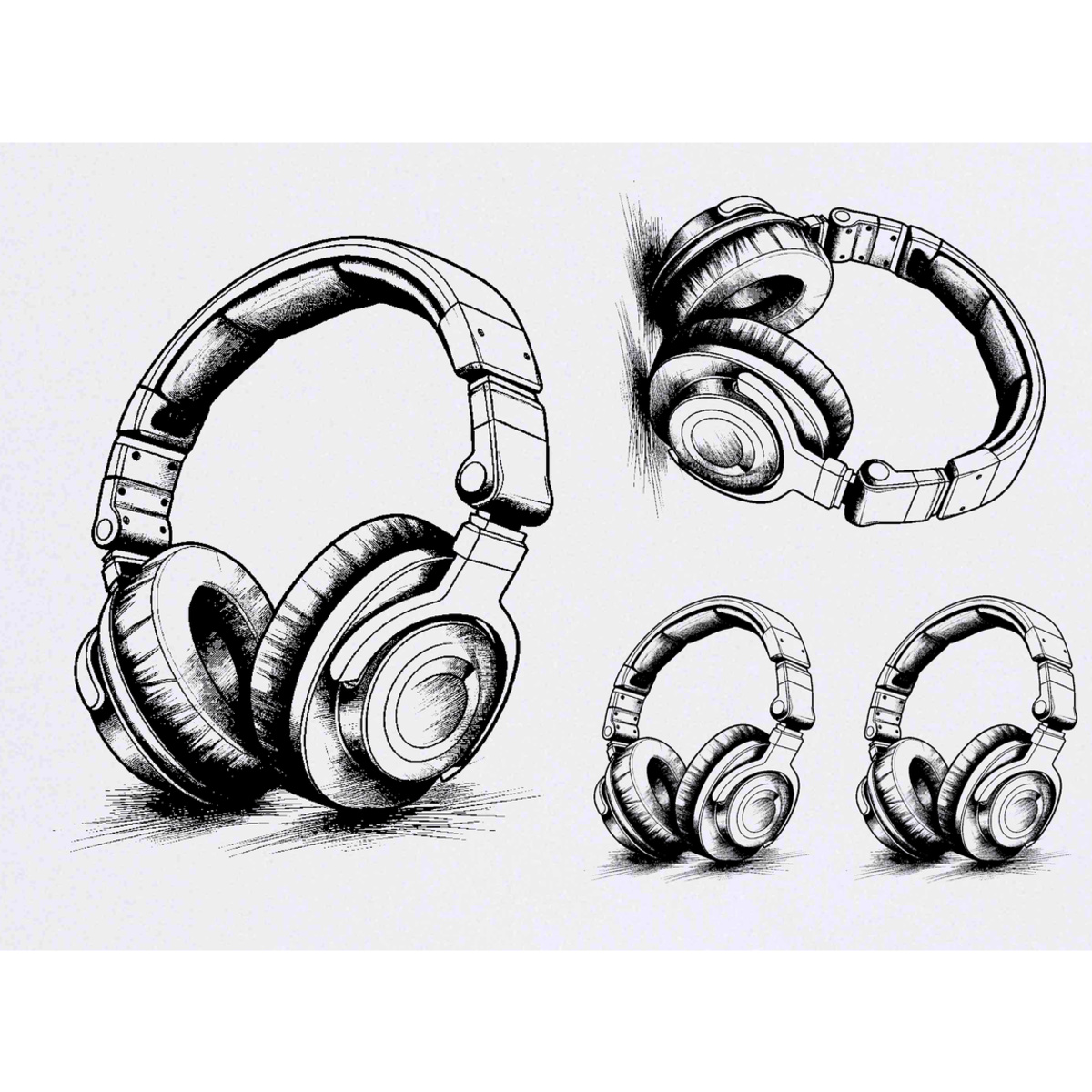 'Headphones' Temporary Tattoo Transfers - Water Resistant Skin Safe Designs for Parties, Costumes and Gifts (TO041131)