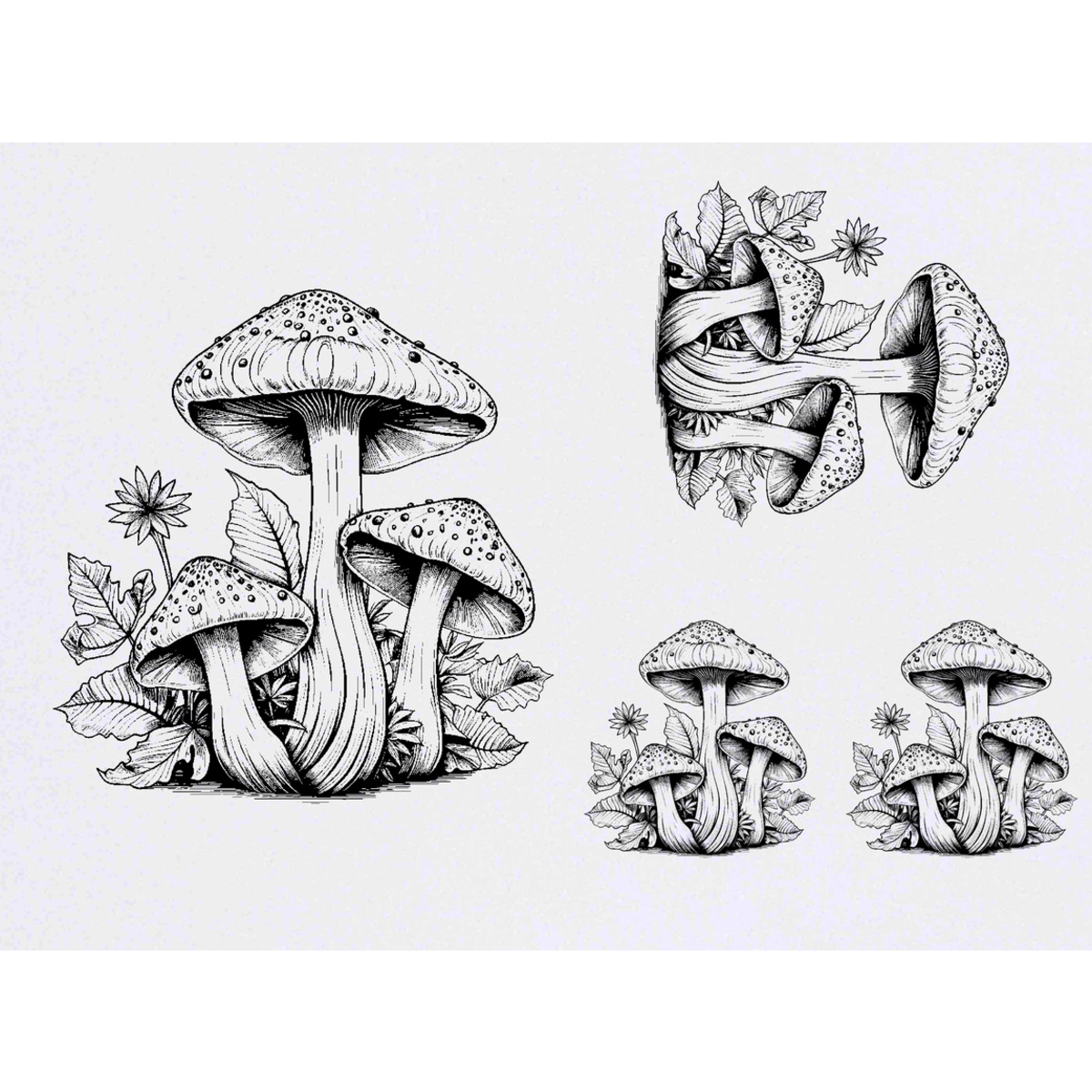 'mushrooms' Temporary Tattoos -  Water Resistant, Skin-Safe, Non-Toxic Transfers (TO041714)