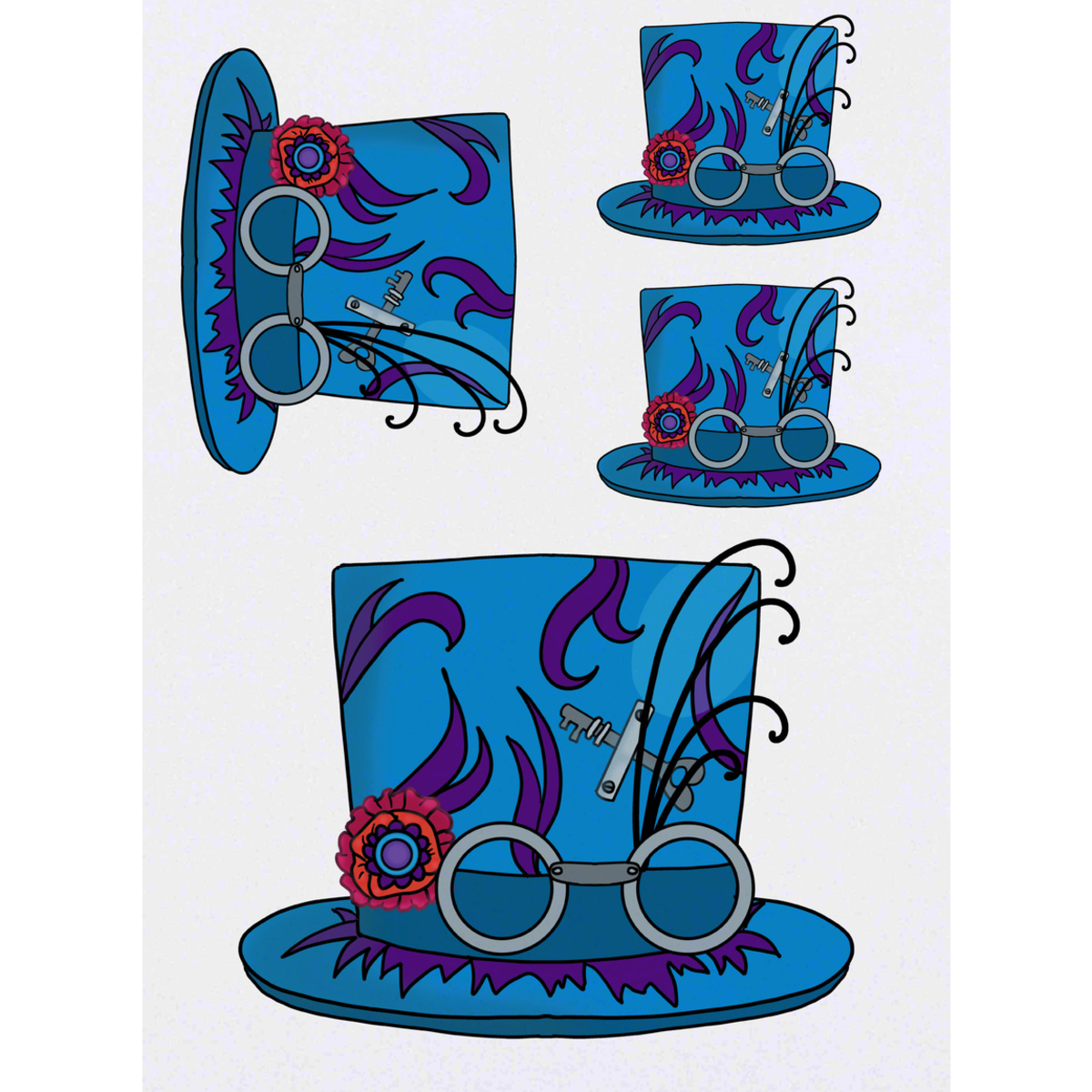 'Steampunk Tophat' Temporary Tattoo Transfers - Water Resistant Skin Safe Designs for Parties, Costumes and Gifts (TO041736)