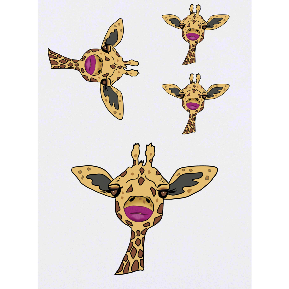 'Lippy Giraffe' Temporary Tattoos -  Water Resistant, Skin-Safe, Non-Toxic Transfers (TO042084)