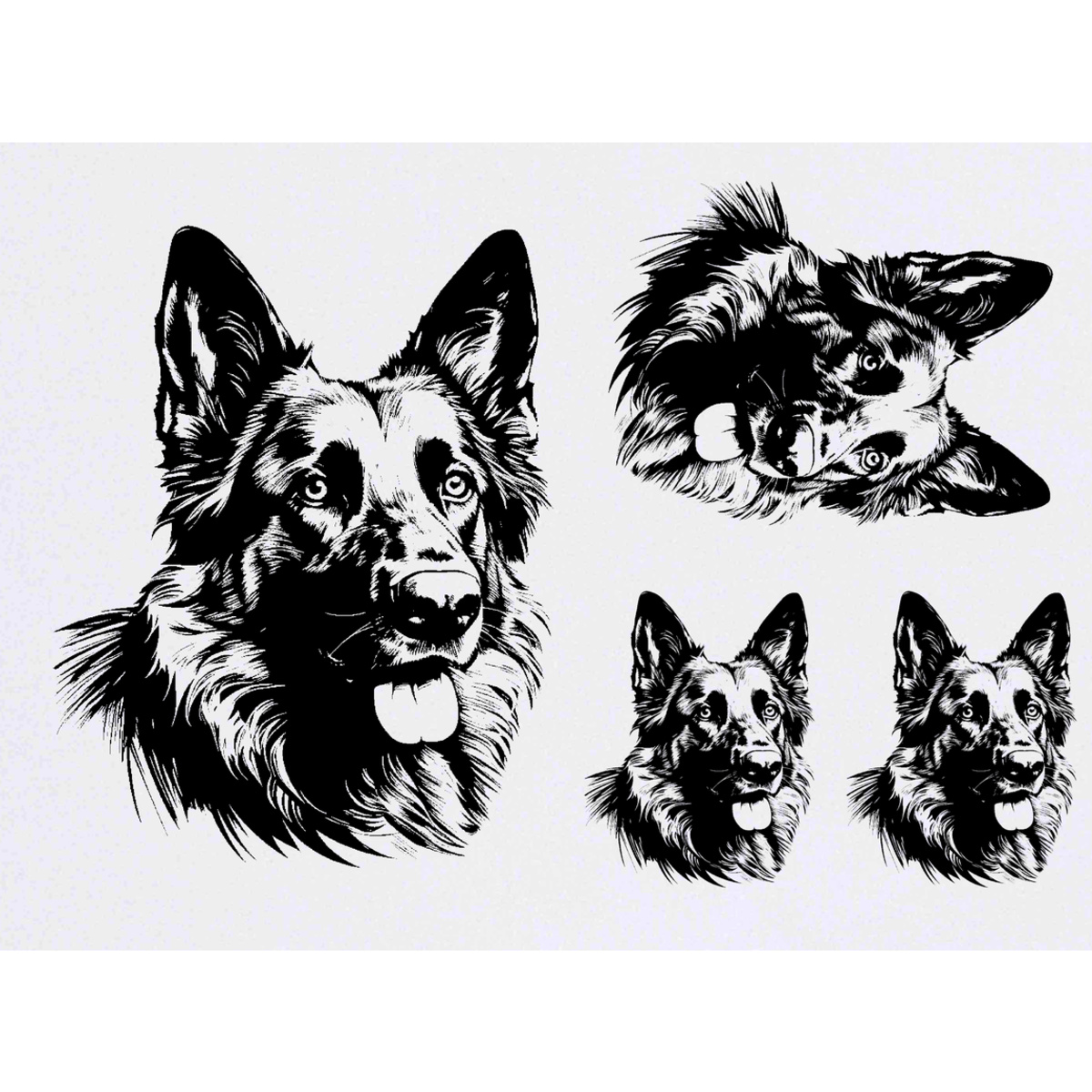 'German Shepherd ' Temporary Tattoo Transfers - Water Resistant Skin Safe Designs for Parties, Costumes and Gifts (TO042609)