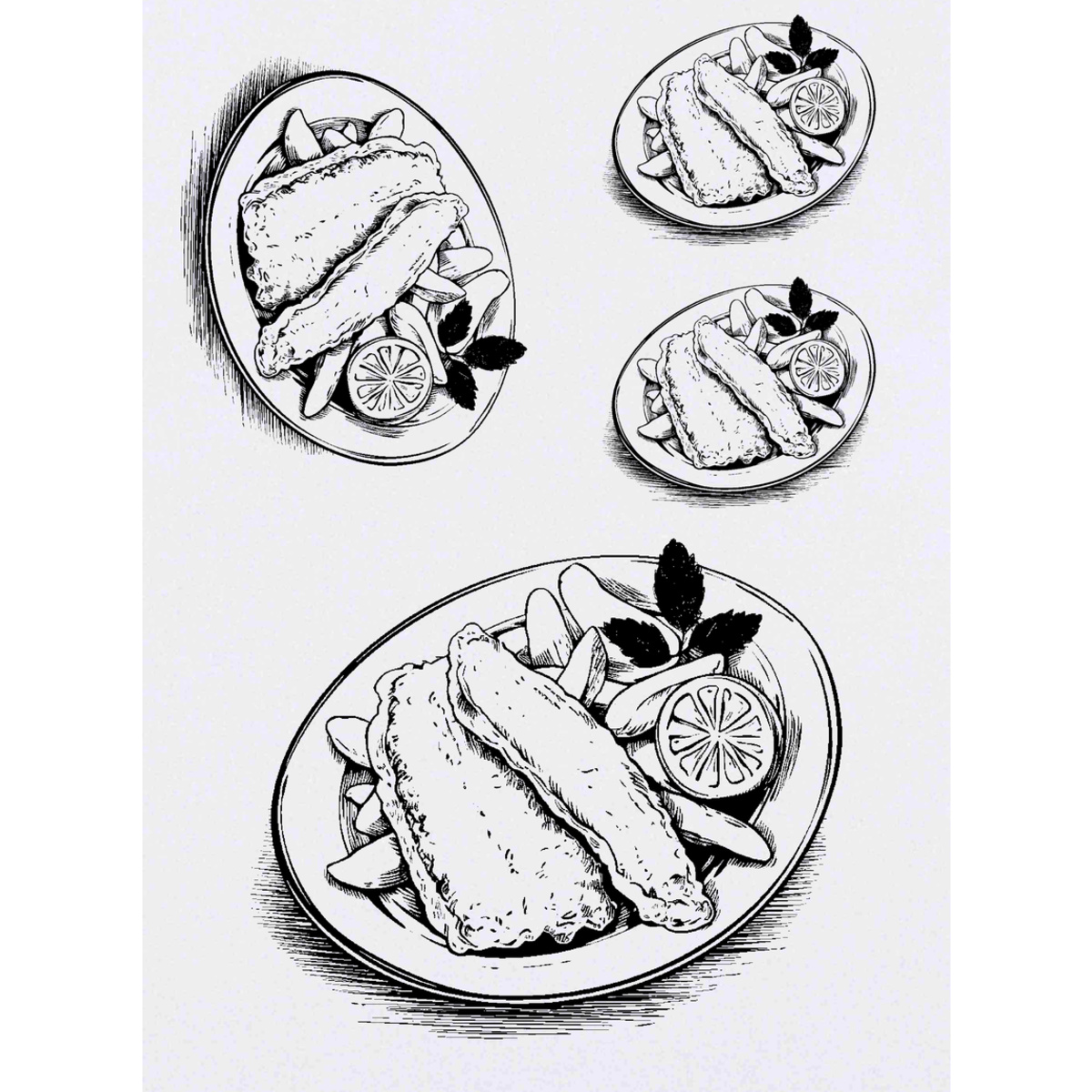 'fish and chips' Temporary Tattoos -  Water Resistant, Skin-Safe, Non-Toxic Transfers (TO043004)