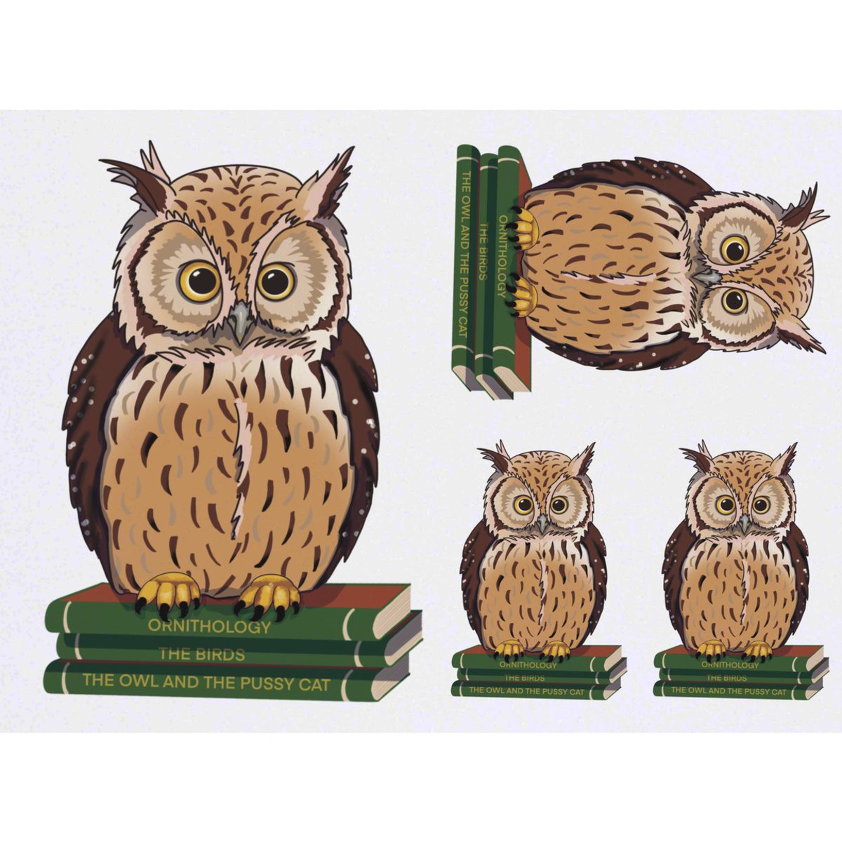 'A Cute Owl on a Stack of Books' Temporary Tattoos -  Water Resistant, Skin-Safe, Non-Toxic Transfers (TO043101)