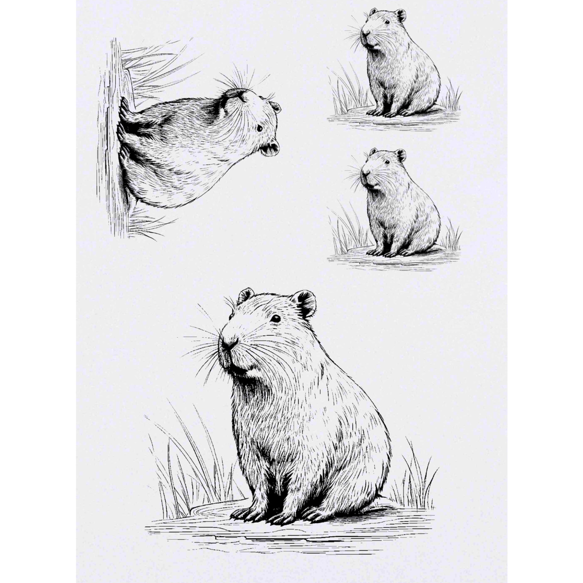 ' Capybara' Temporary Tattoos -  Water Resistant, Skin-Safe, Non-Toxic Transfers (TO043208)