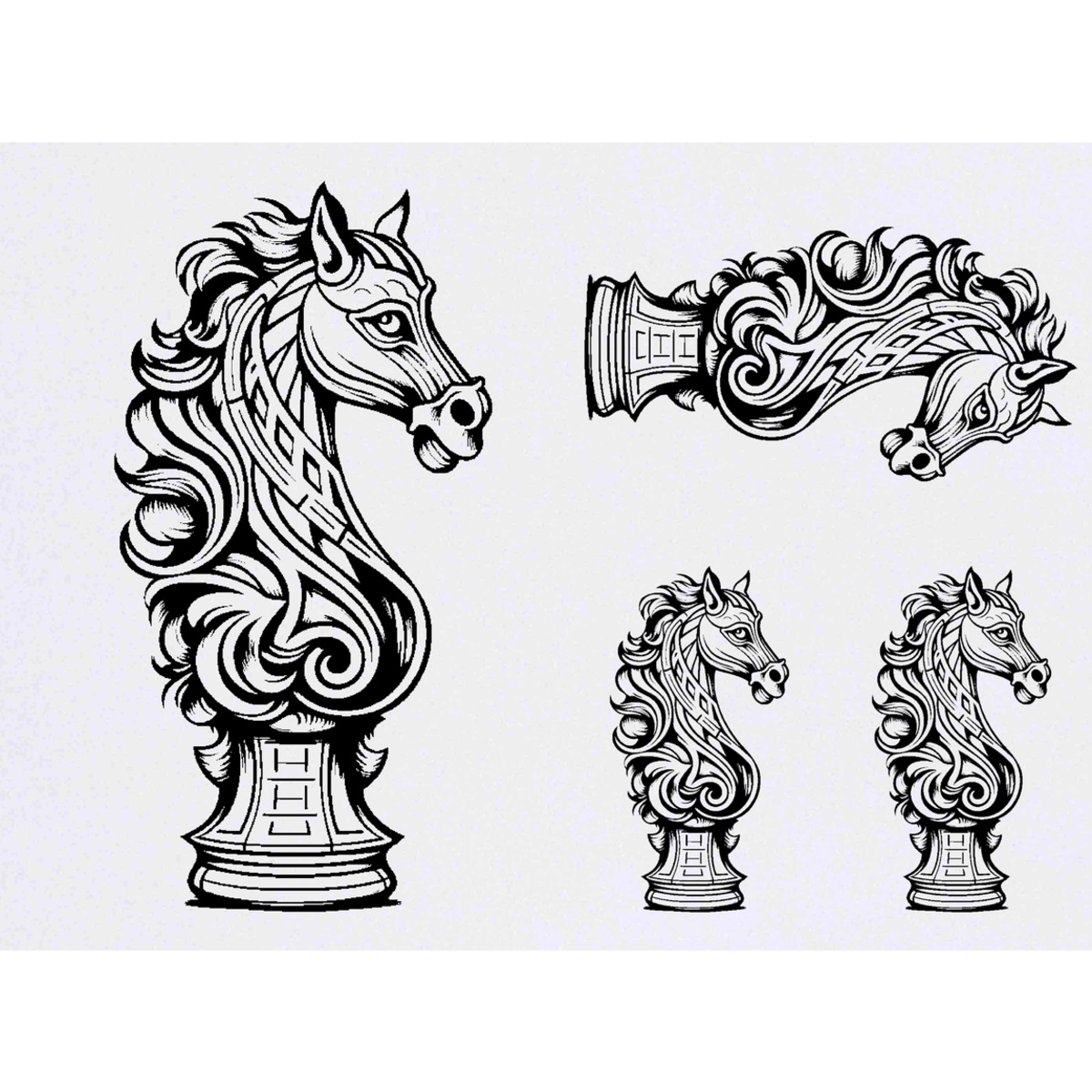 'Knight Chess Piece' Temporary Tattoos -  Water Resistant, Skin-Safe, Non-Toxic Transfers (TO043258)