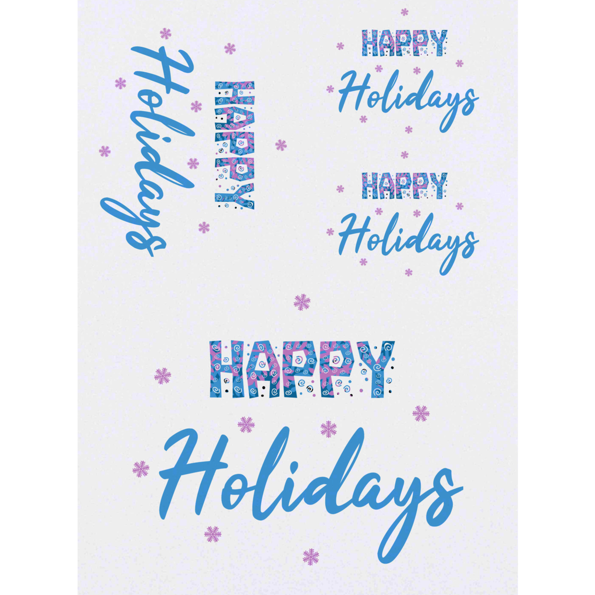 'Happy Holidays' Temporary Tattoo Transfers - Water Resistant Skin Safe Designs for Parties, Costumes and Gifts (TO043418)