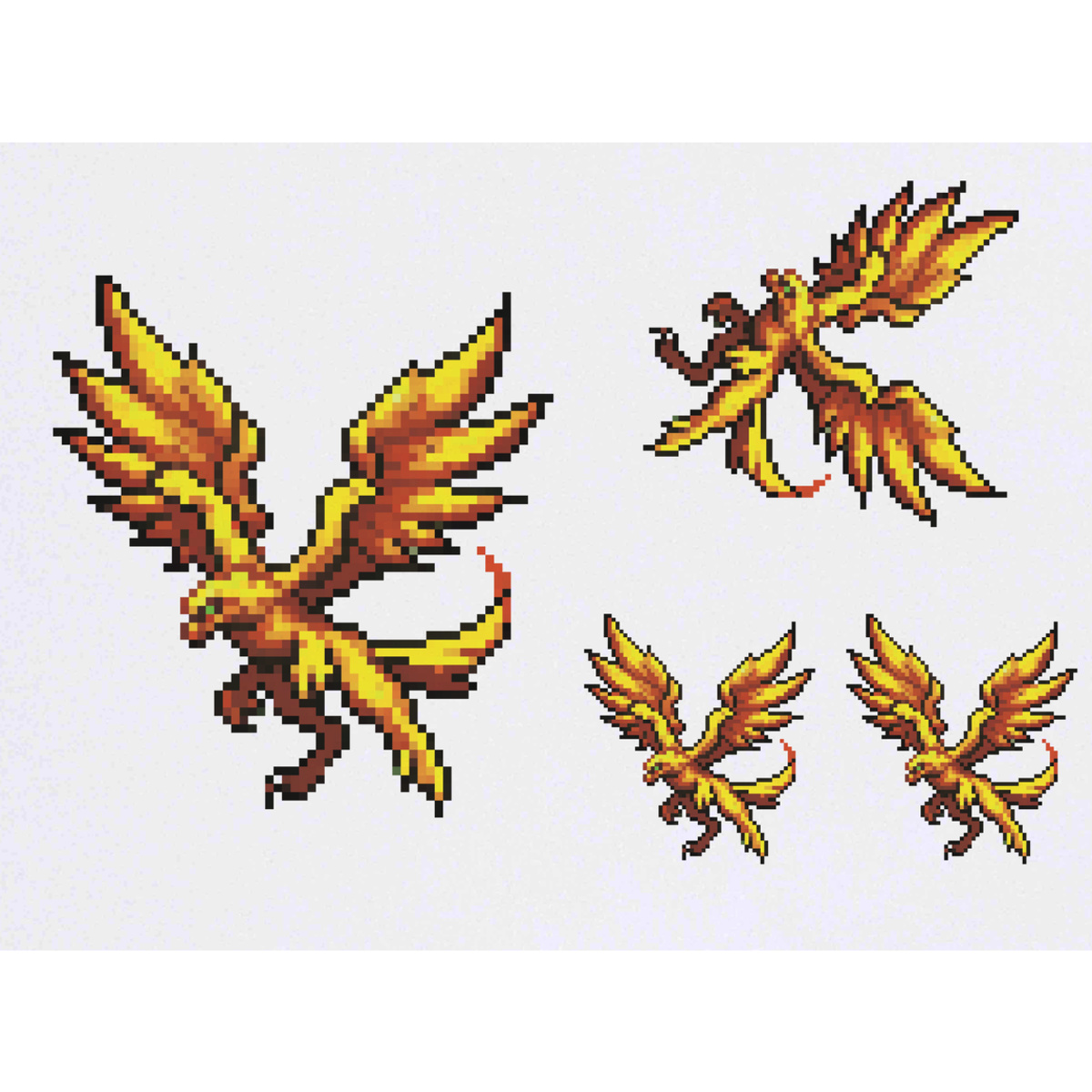 'Pixel Art Phoenix Rising' Temporary Tattoos -  Water Resistant, Skin-Safe, Non-Toxic Transfers (TO044260)