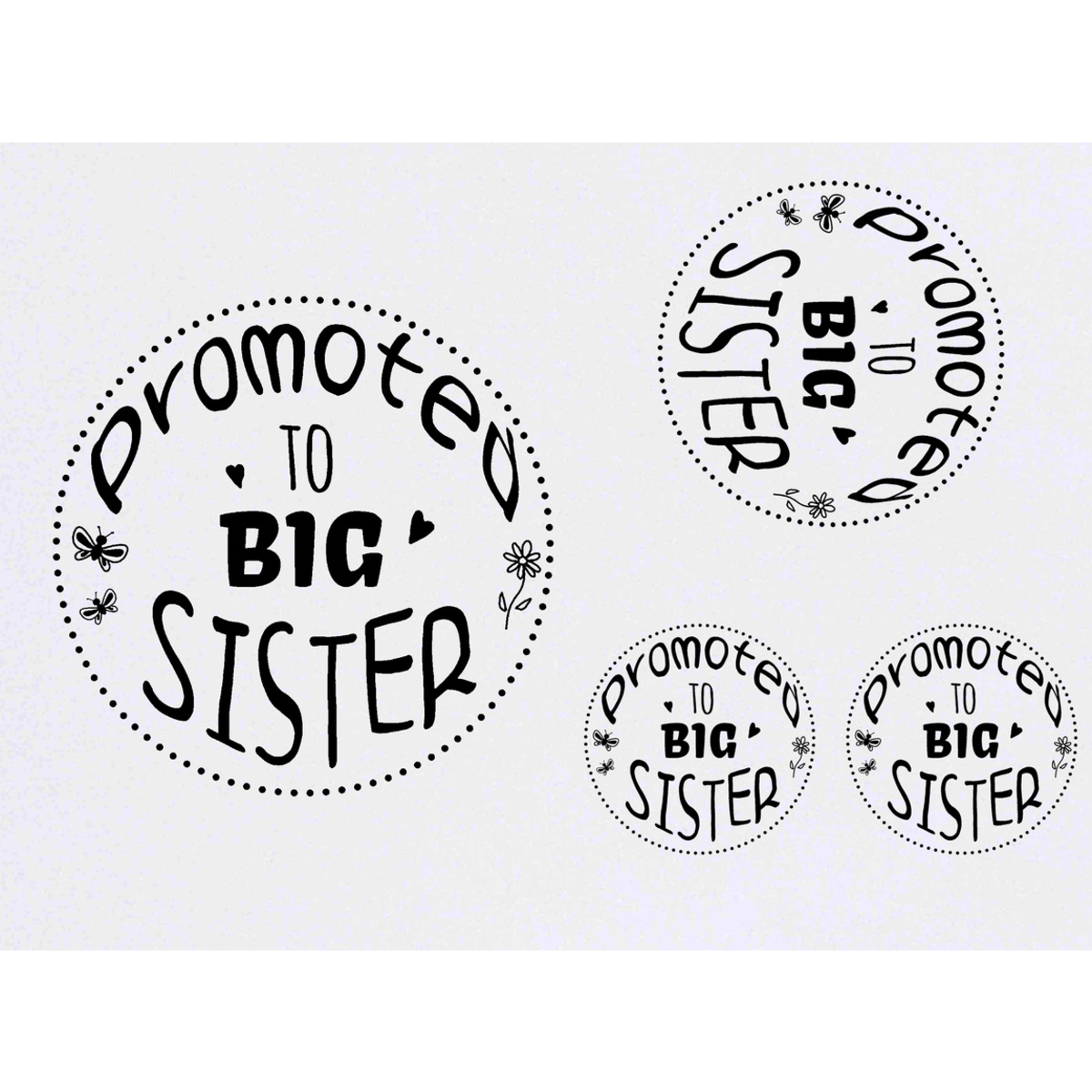4 x 'Big Sister' Temporary Tattoos -  Water Resistant, Skin-Safe, Non-Toxic Transfers, Mixed Sizes (TO00068666)