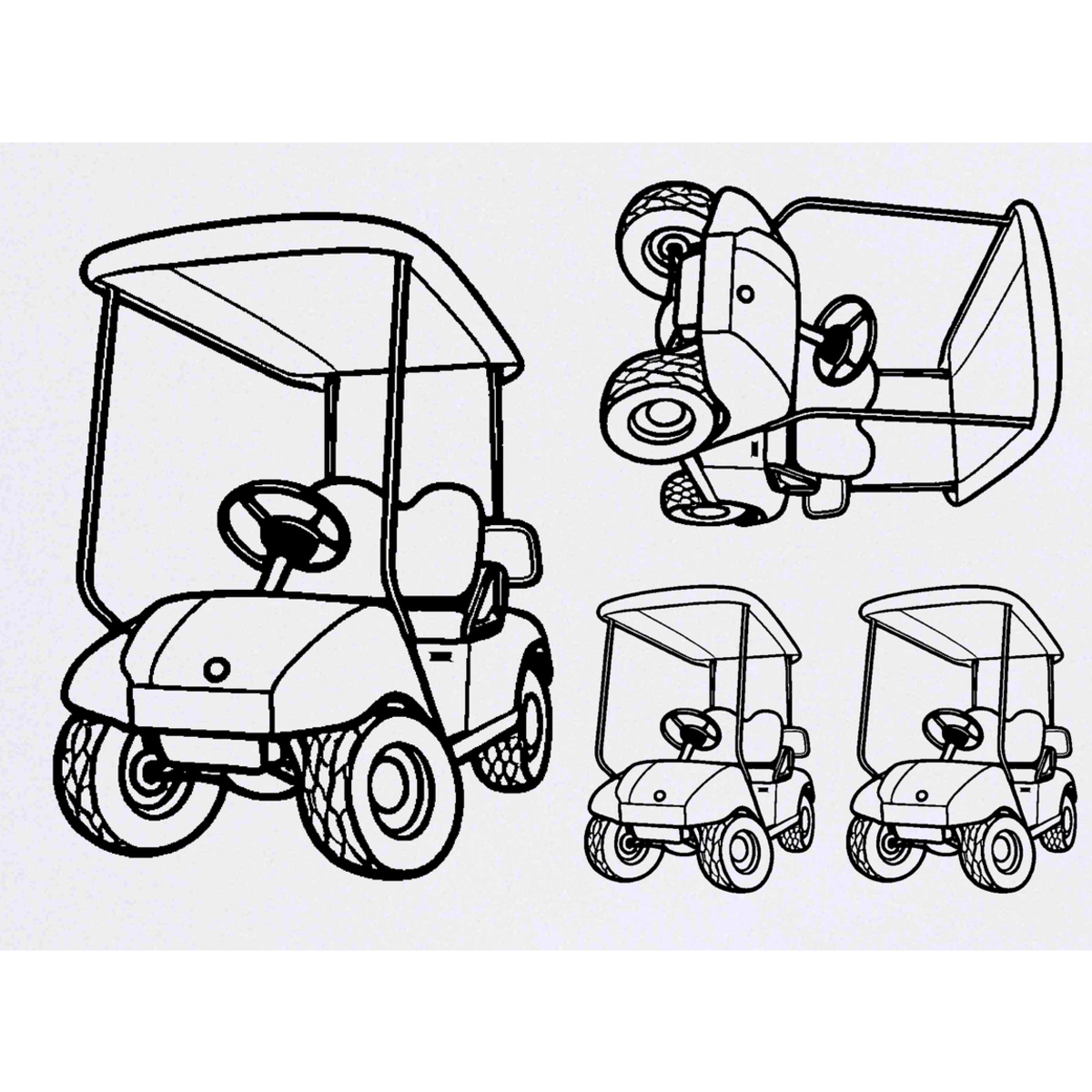'Golf Cart' Temporary Tattoos -  Water Resistant, Skin-Safe, Non-Toxic Transfers (TO044835)