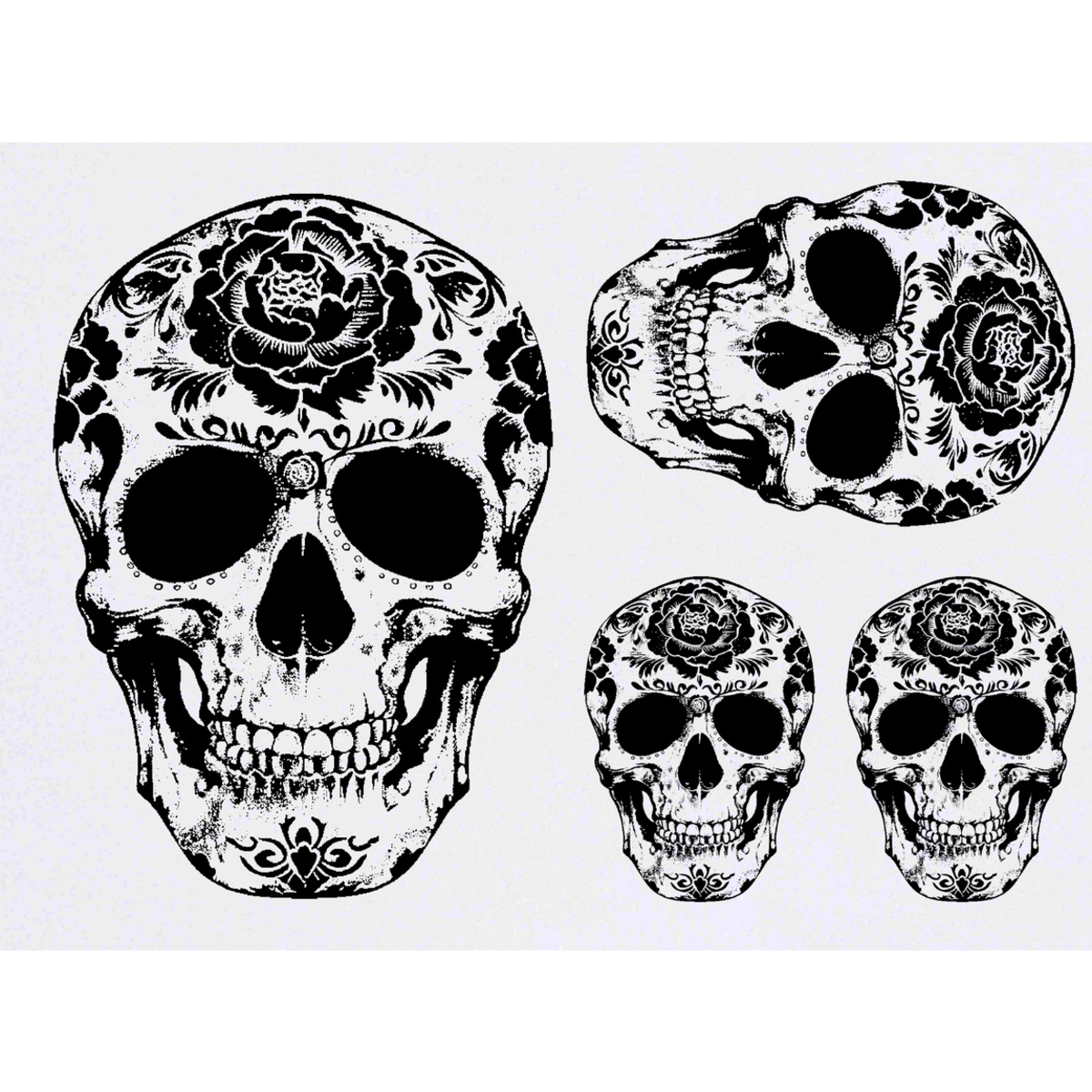 'Sugar Skull' Temporary Tattoos -  Water Resistant, Skin-Safe, Non-Toxic Transfers (TO044860)