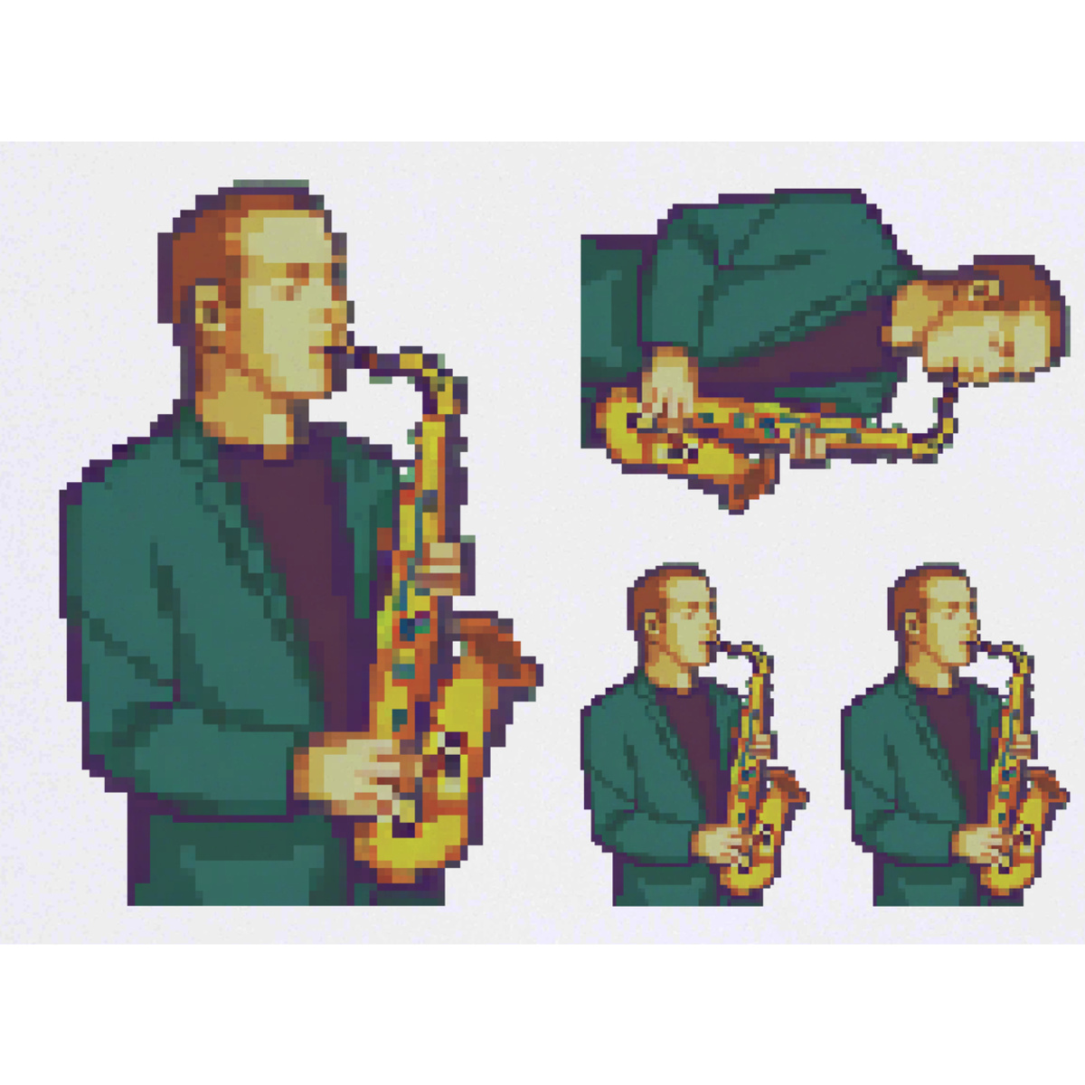 'Musician Playing Saxophone' Temporary Tattoos -  Water Resistant, Skin-Safe, Non-Toxic Transfers (TO045248)