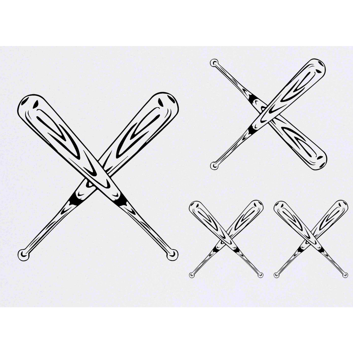 'Crossed Baseball Bats ' Temporary Tattoos -  Water Resistant, Skin-Safe, Non-Toxic Transfers (TO045362)
