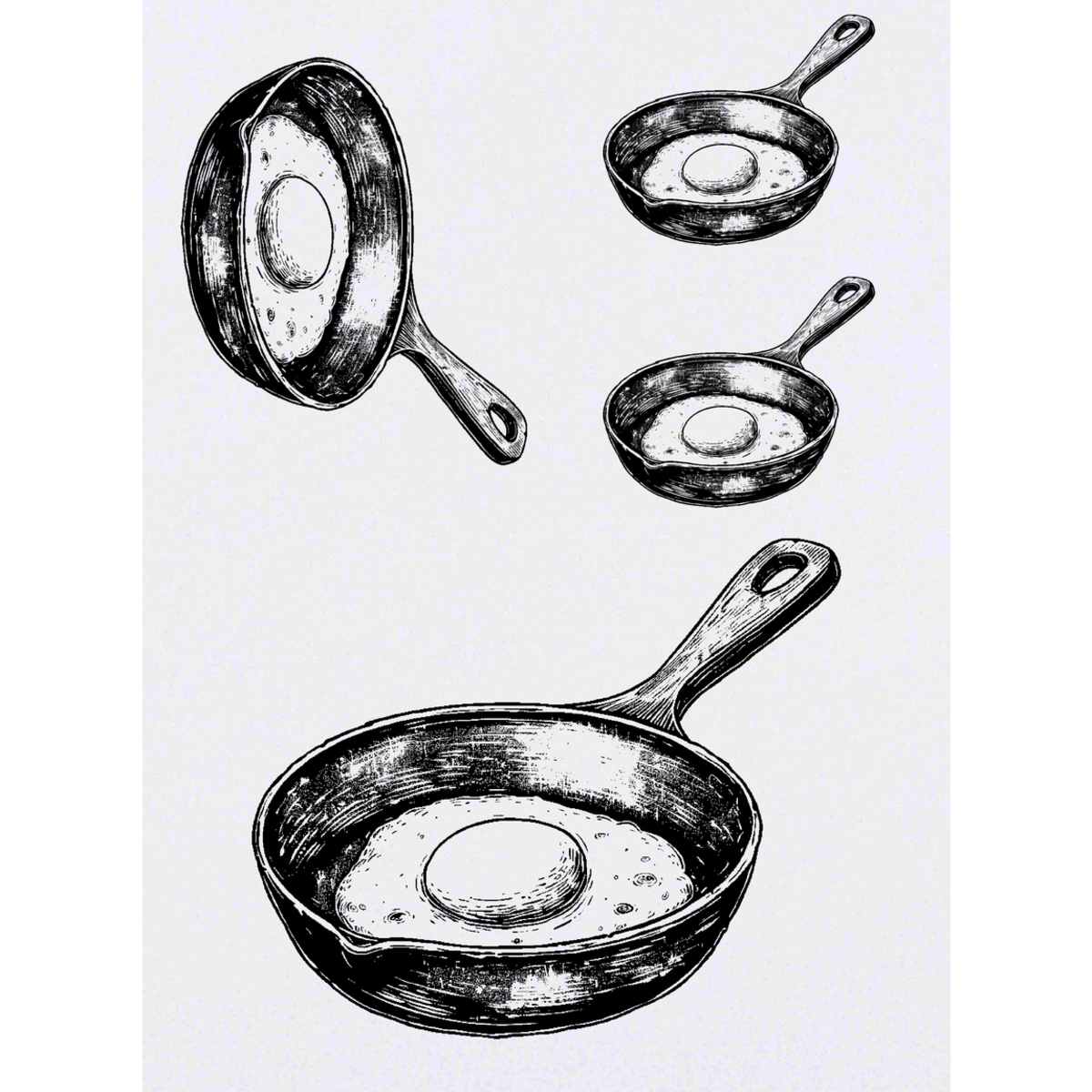 'Egg in Frying Pan' Temporary Tattoos -  Water Resistant, Skin-Safe, Non-Toxic Transfers (TO045723)