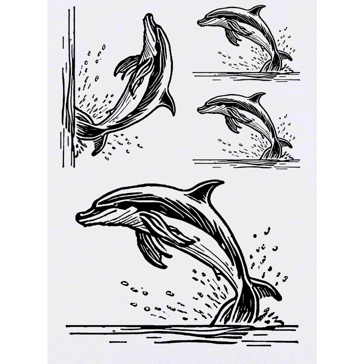 'Dolphin Diving' Temporary Tattoos -  Water Resistant, Skin-Safe, Non-Toxic Transfers (TO046027)