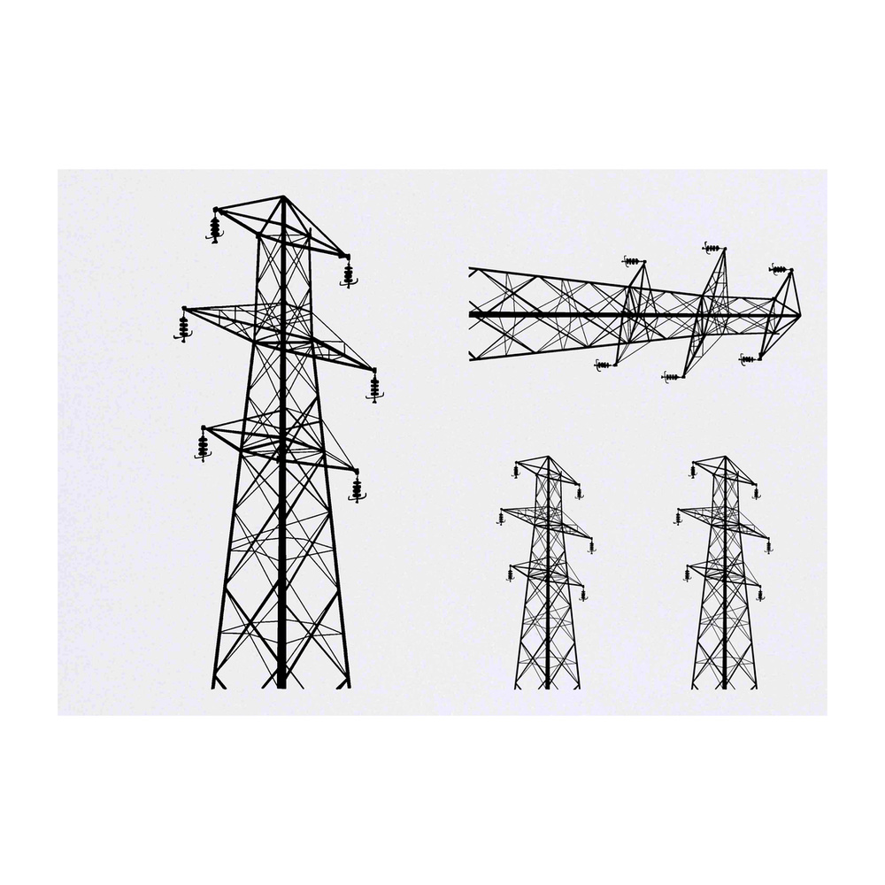 'Electric Pylon' Temporary Tattoos - Water Resistant, Skin-Safe, Non-Toxic Transfers (TO046515)