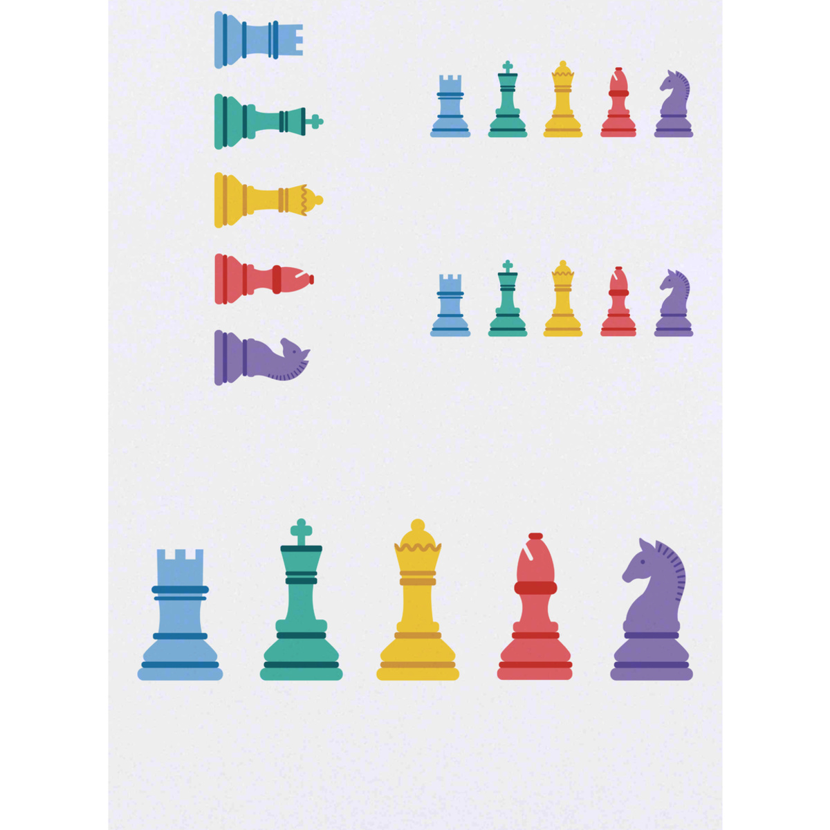 'Rainbow Chess Pieces' Temporary Tattoos -  Water Resistant, Skin-Safe, Non-Toxic Transfers (TO046688)