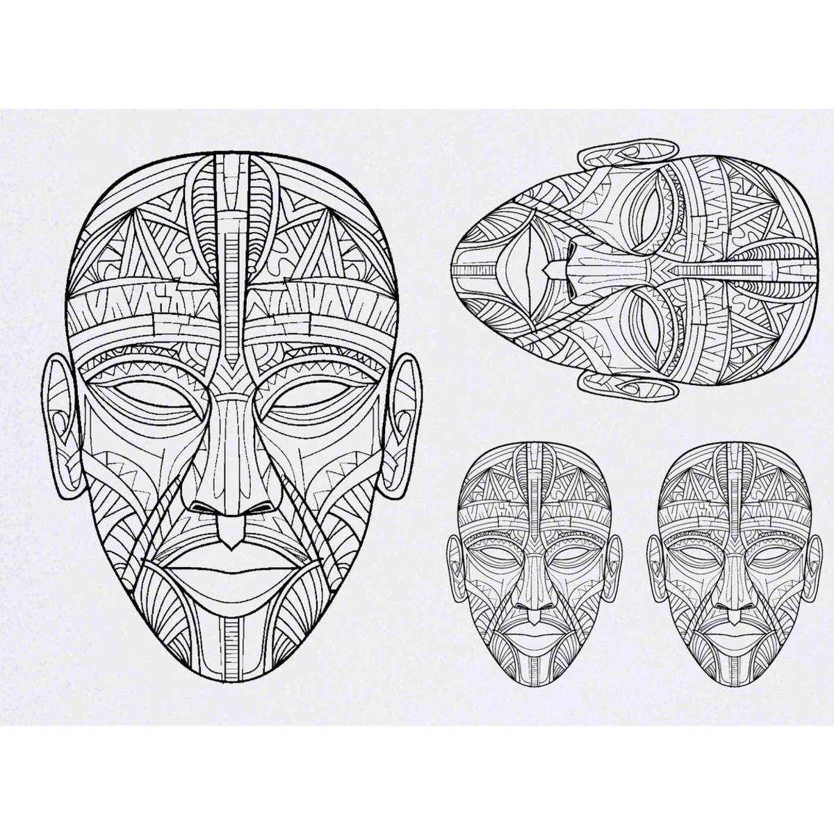 'African Tribal Mask' Temporary Tattoos -  Water Resistant, Skin-Safe, Non-Toxic Transfers (TO047101)